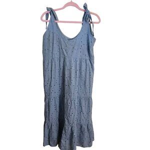 Valentina Naldi NWT Made In Italy Baby Blue Eyelet Midi Maxi Sundress Size M